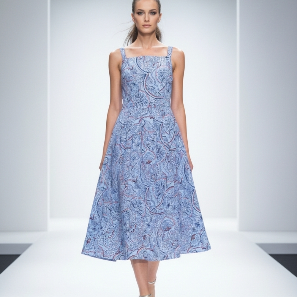 Boden Blue Paisley Midi Dress